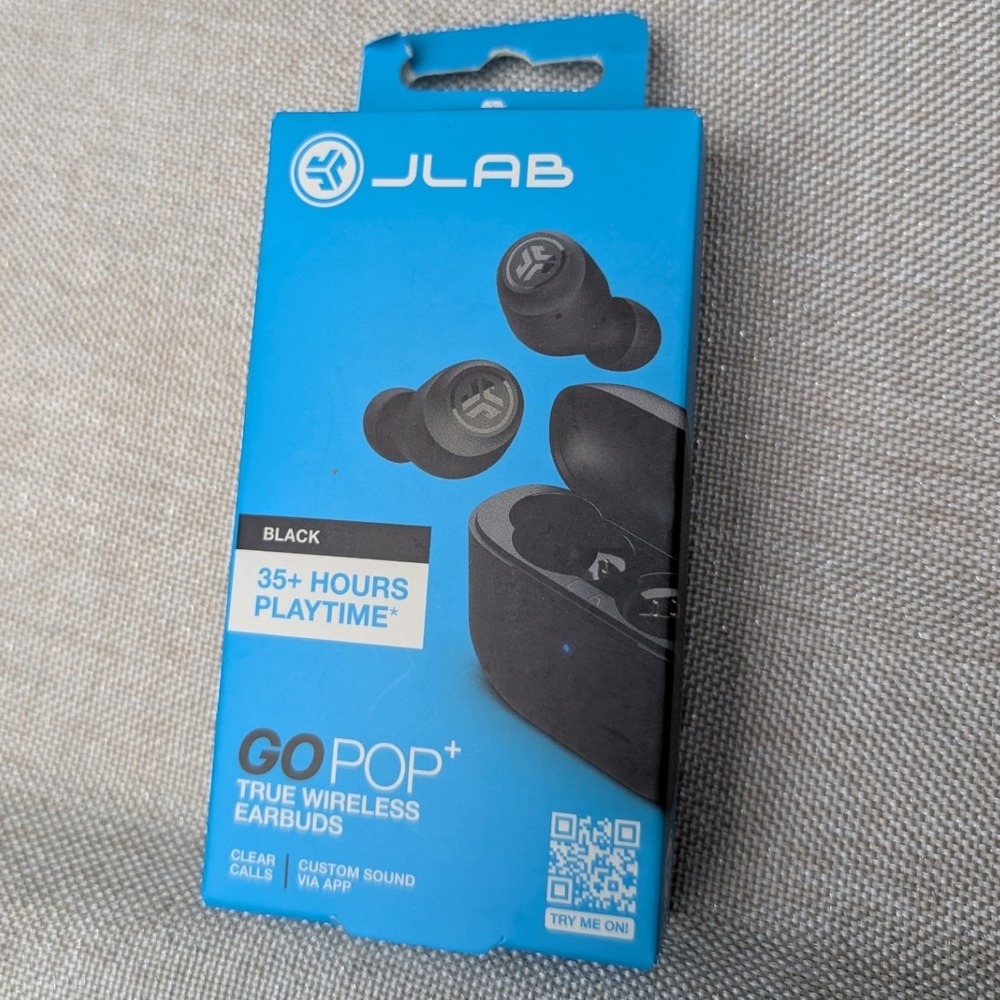 JLab Go Pop+ True Wireless Earbuds Unisex OS Black NWT Bluetooth IPX4 35hr Play